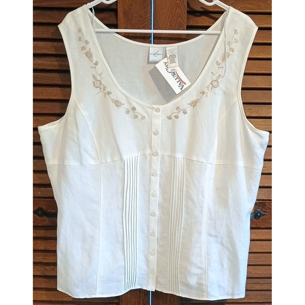 NWT Emma James Sleeveless White Pleated Blouse Romantic Dreaming Of Spring 18